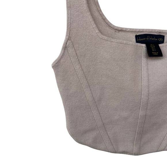 House of Harlow 1960 Ribbed Knit Corset Style Wide Strap Crop Top Size S - Picture 4 of 4